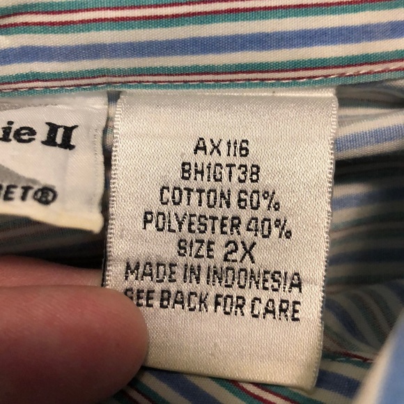 KORET StephanieIISize 2X  Striped Embroidered ButtonDown NoWrinkle Preppy Career - Picture 12 of 16